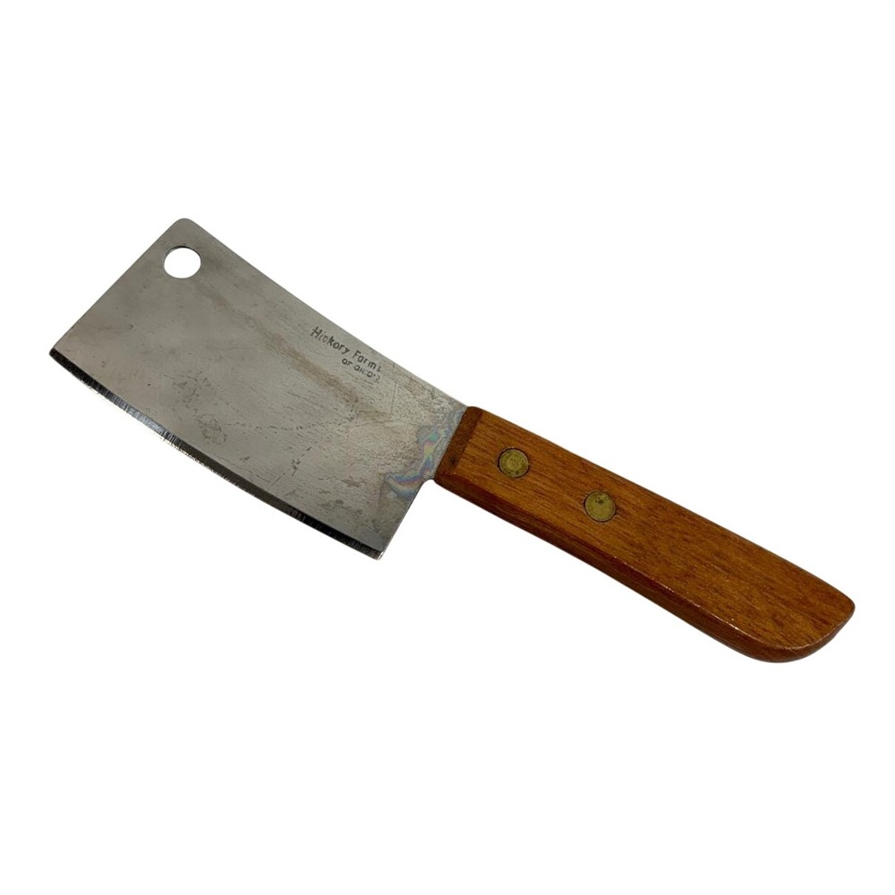 Hickory Farms of Ohio Mini Cheese Cleaver Stainless Steel Wood Handle 3 inch